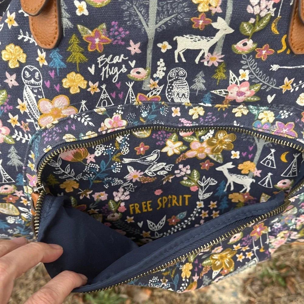 Accessorize London Floral Baby Bag - Multicolor with Brown Accents canvas